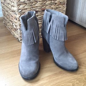 Gray suede booties